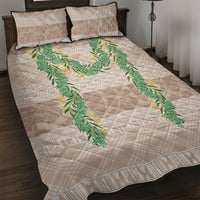 Hawai'i Paniolo Maile Twisted Lei Quilt Bed Set Almond Brown