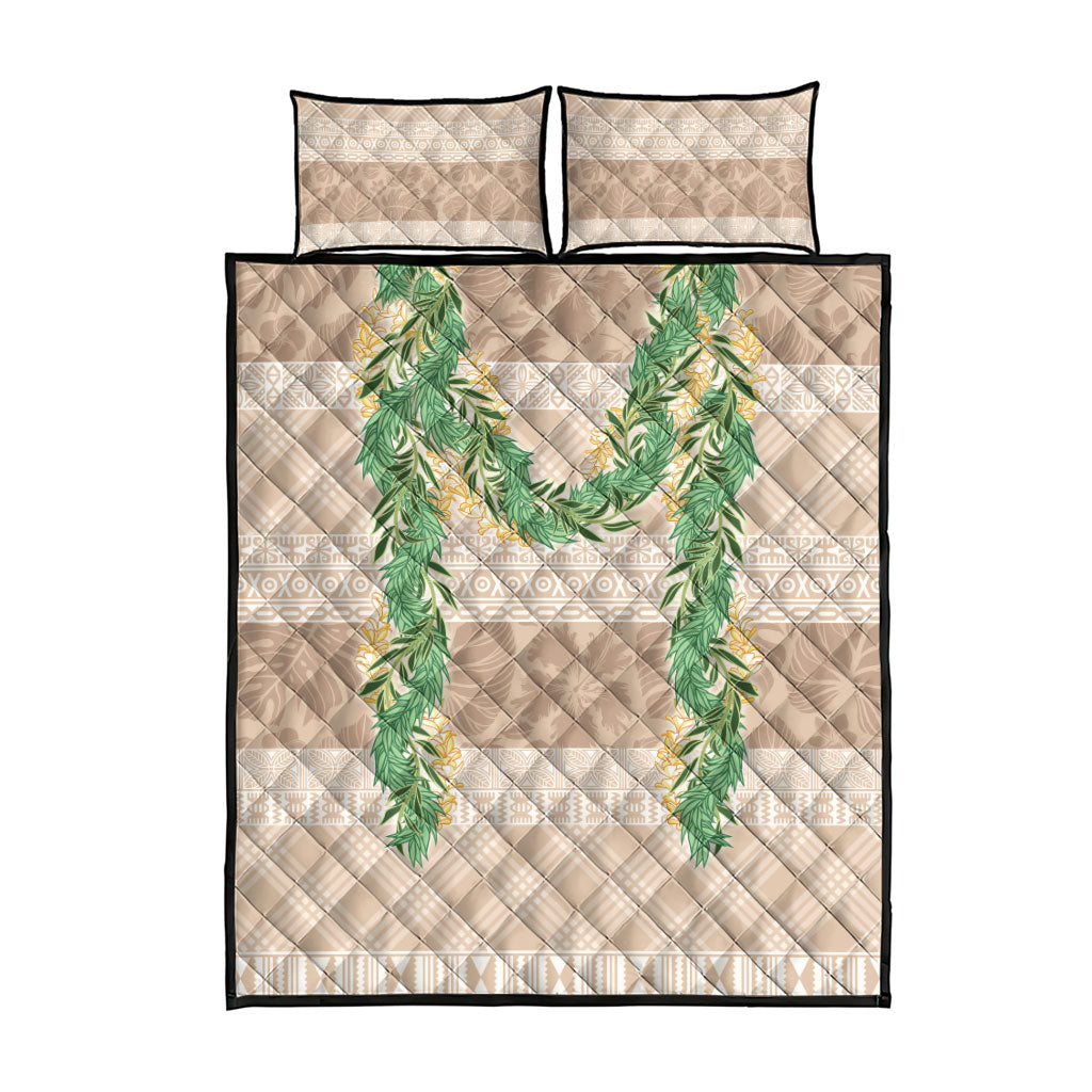 Hawai'i Paniolo Maile Twisted Lei Quilt Bed Set Almond Brown