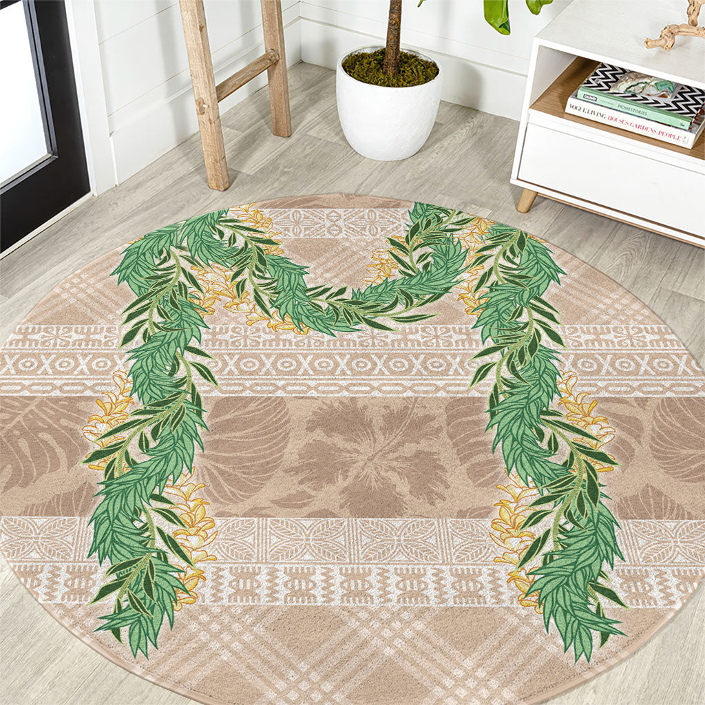 Hawai'i Paniolo Maile Twisted Lei Round Carpet Almond Brown