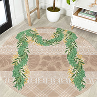 Hawai'i Paniolo Maile Twisted Lei Round Carpet Almond Brown