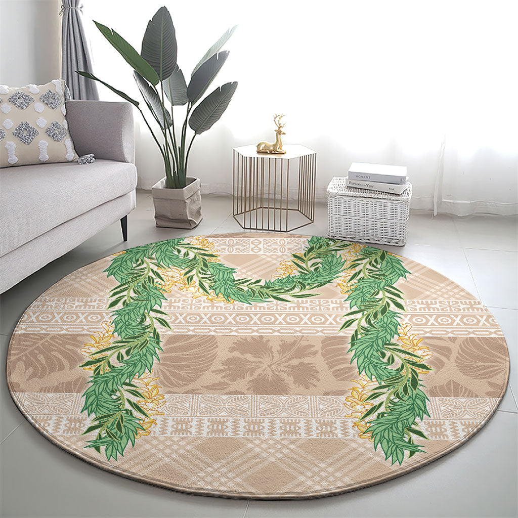 Hawai'i Paniolo Maile Twisted Lei Round Carpet Almond Brown