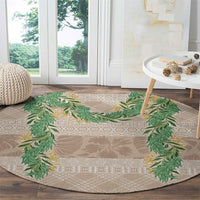 Hawai'i Paniolo Maile Twisted Lei Round Carpet Almond Brown