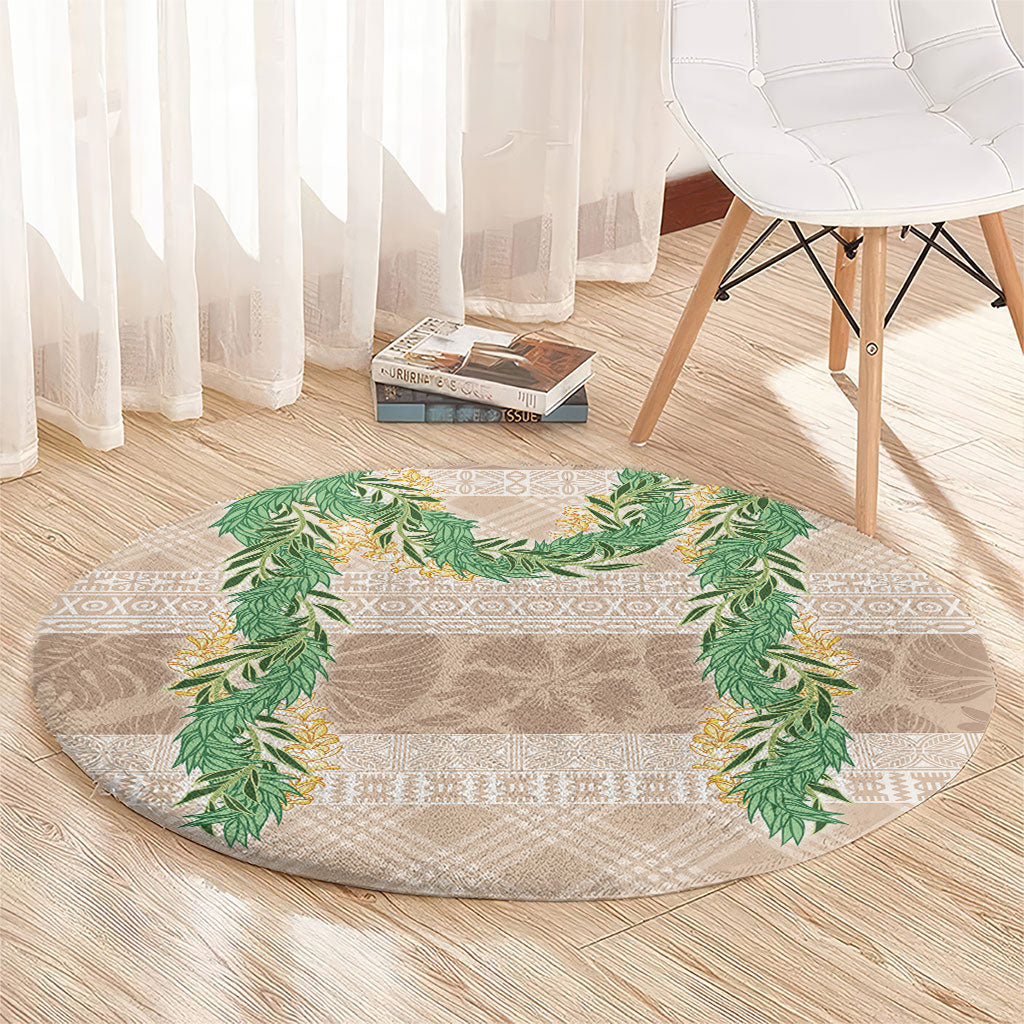 Hawai'i Paniolo Maile Twisted Lei Round Carpet Almond Brown