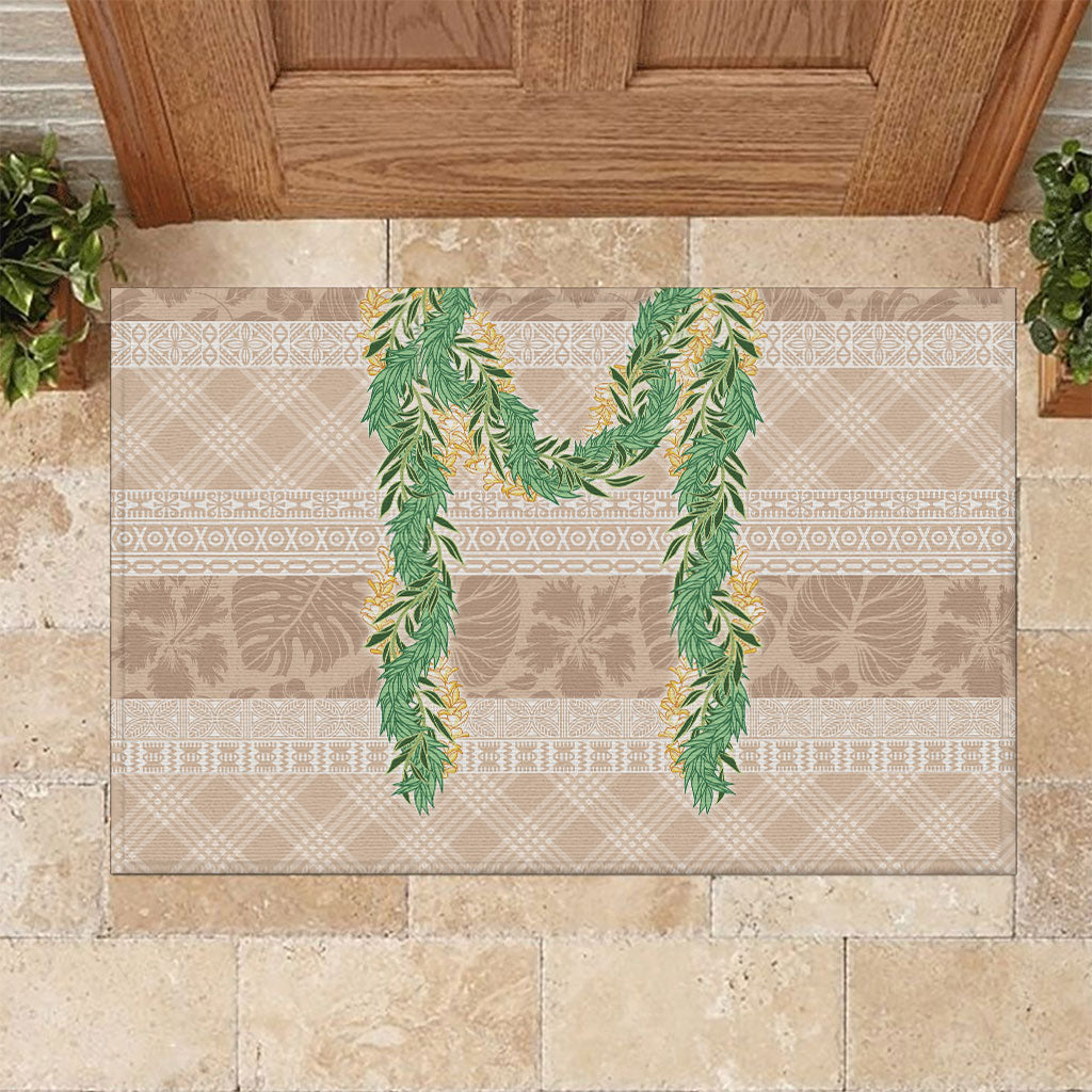 Hawai'i Paniolo Maile Twisted Lei Rubber Doormat Almond Brown