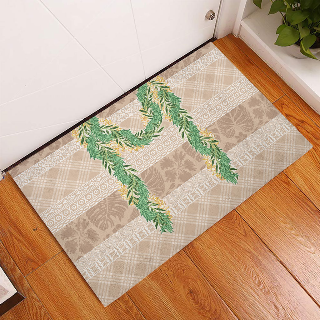 Hawai'i Paniolo Maile Twisted Lei Rubber Doormat Almond Brown