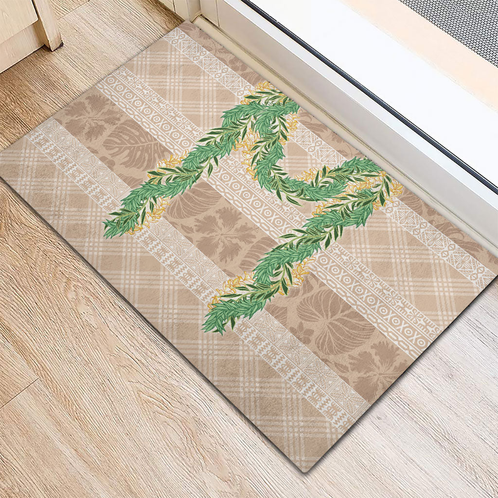 Hawai'i Paniolo Maile Twisted Lei Rubber Doormat Almond Brown