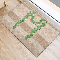 Hawai'i Paniolo Maile Twisted Lei Rubber Doormat Almond Brown
