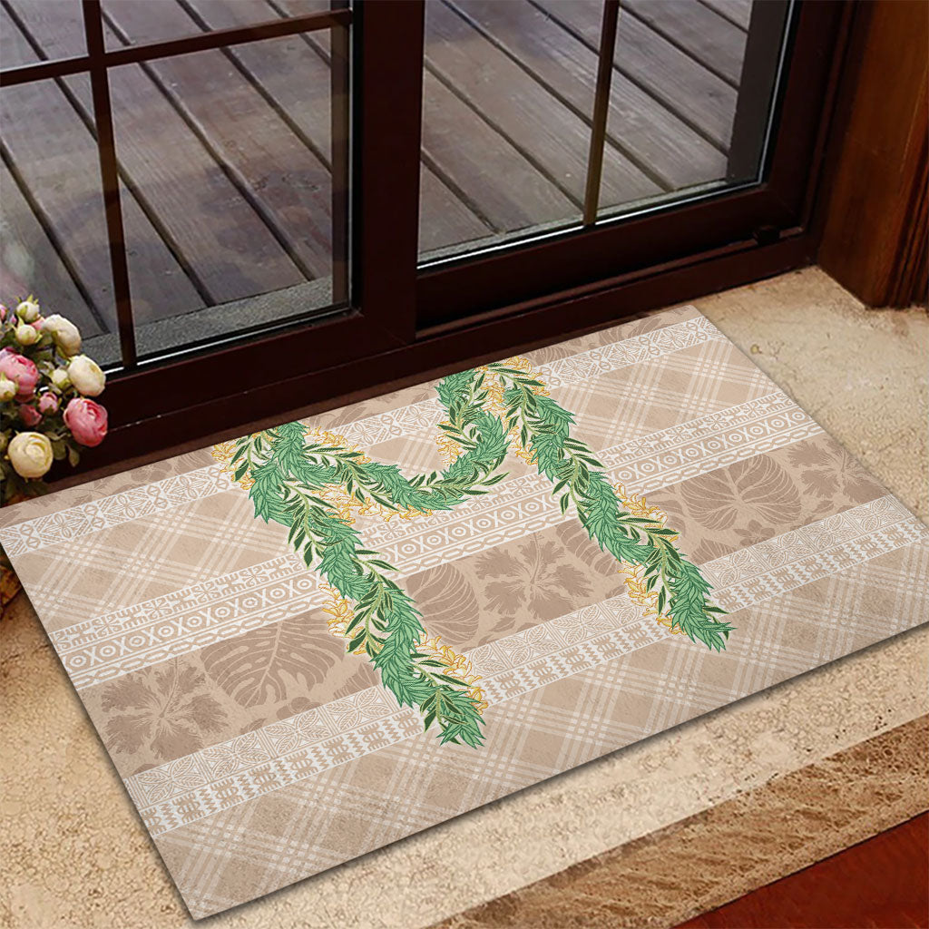 Hawai'i Paniolo Maile Twisted Lei Rubber Doormat Almond Brown