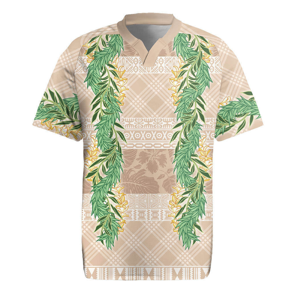 Hawai'i Paniolo Maile Twisted Lei Rugby Jersey Almond Brown LT7 Brown - Polynesian Pride