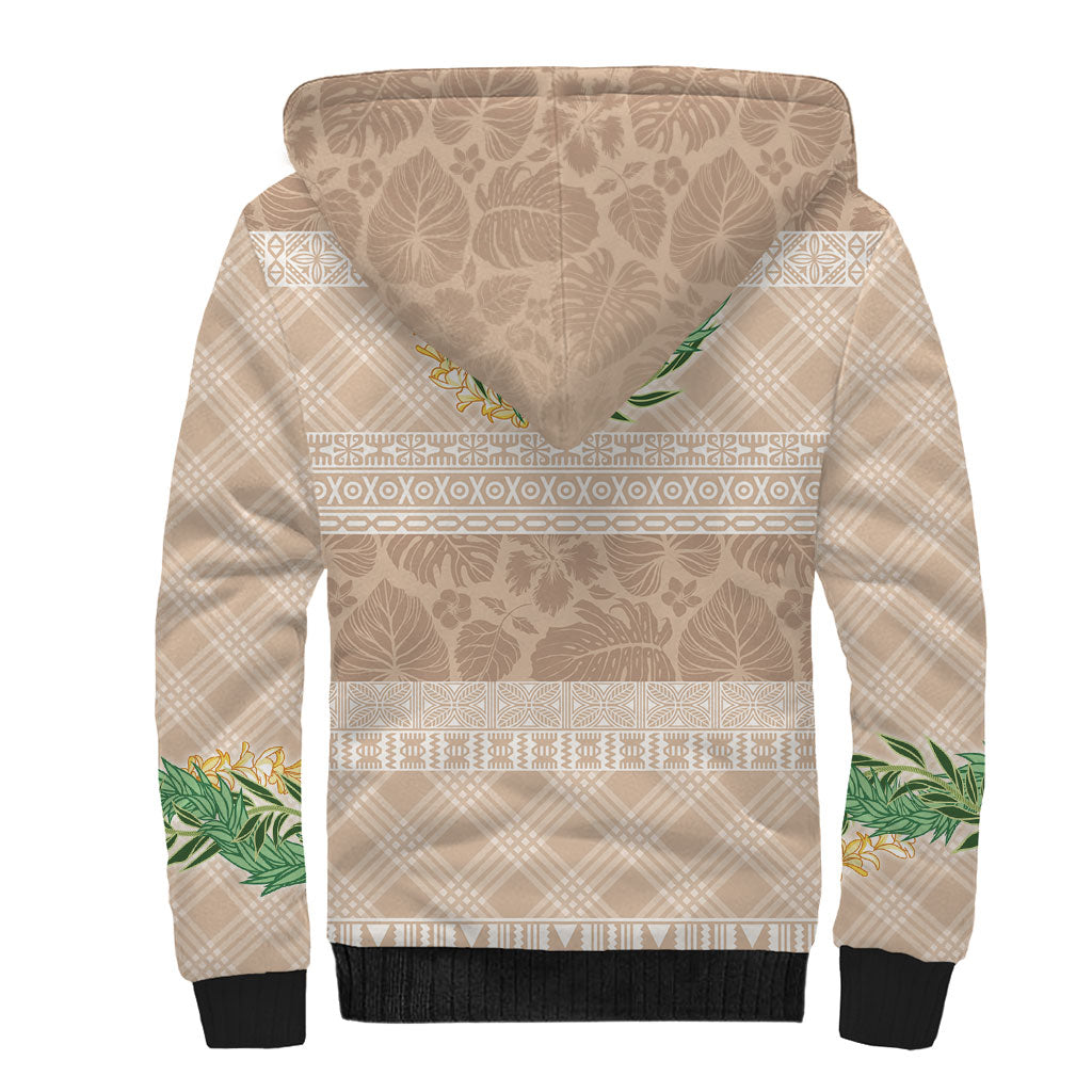 Hawai'i Paniolo Maile Twisted Lei Sherpa Hoodie Almond Brown