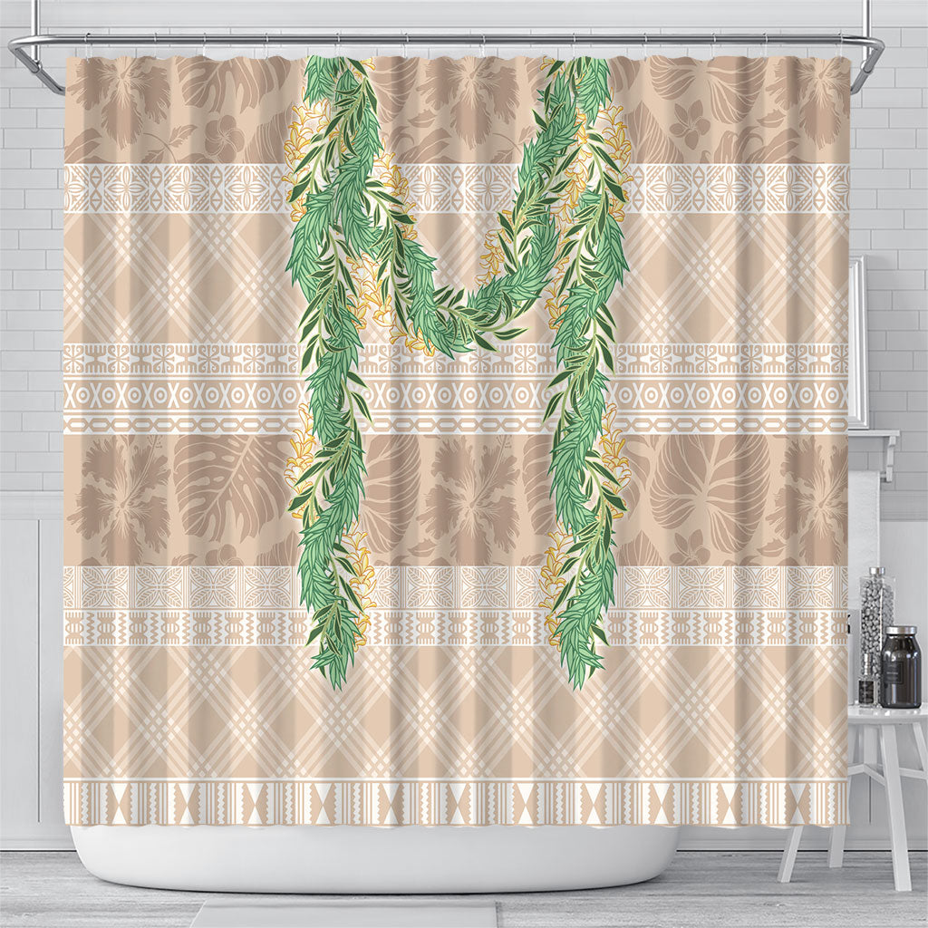 Hawai'i Paniolo Maile Twisted Lei Shower Curtain Almond Brown LT7 - Polynesian Pride