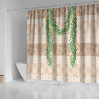 Hawai'i Paniolo Maile Twisted Lei Shower Curtain Almond Brown LT7 - Polynesian Pride
