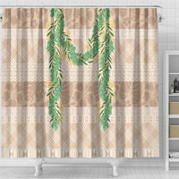 Hawai'i Paniolo Maile Twisted Lei Shower Curtain Almond Brown LT7 - Polynesian Pride