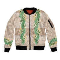 Hawai'i Paniolo Maile Twisted Lei Sleeve Zip Bomber Jacket Almond Brown LT7 Unisex Brown - Polynesian Pride