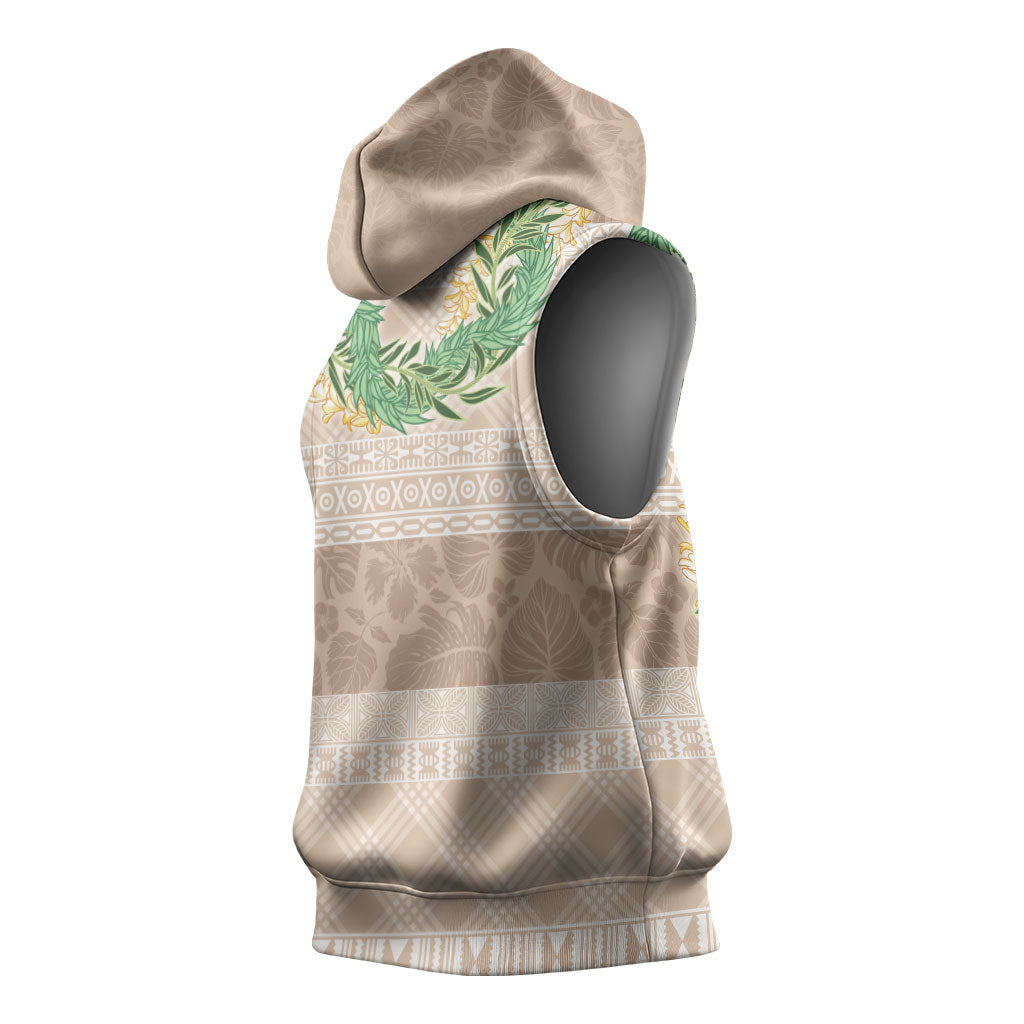 Hawai'i Paniolo Maile Twisted Lei Sleeveless Hoodie Almond Brown