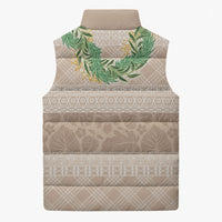 Hawai'i Paniolo Maile Twisted Lei Sleeveless Puffer Jacket Almond Brown LT7 - Polynesian Pride