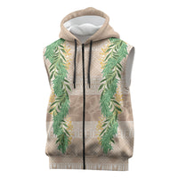 Hawai'i Paniolo Maile Twisted Lei Sleeveless Zip Hoodie Almond Brown