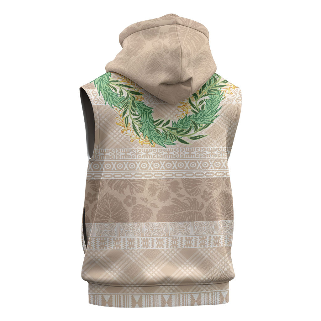 Hawai'i Paniolo Maile Twisted Lei Sleeveless Zip Hoodie Almond Brown