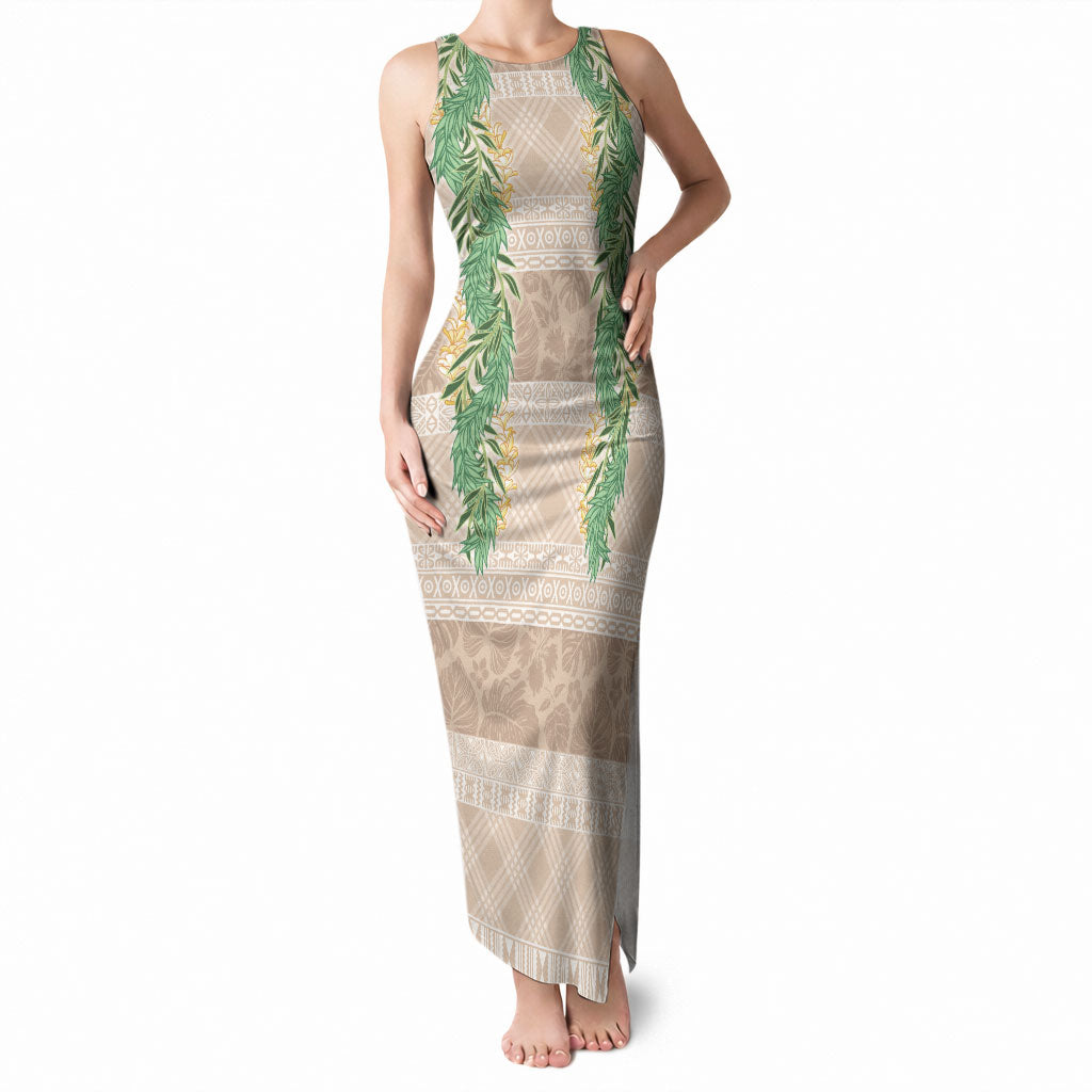 Hawai'i Paniolo Maile Twisted Lei Tank Maxi Dress Almond Brown