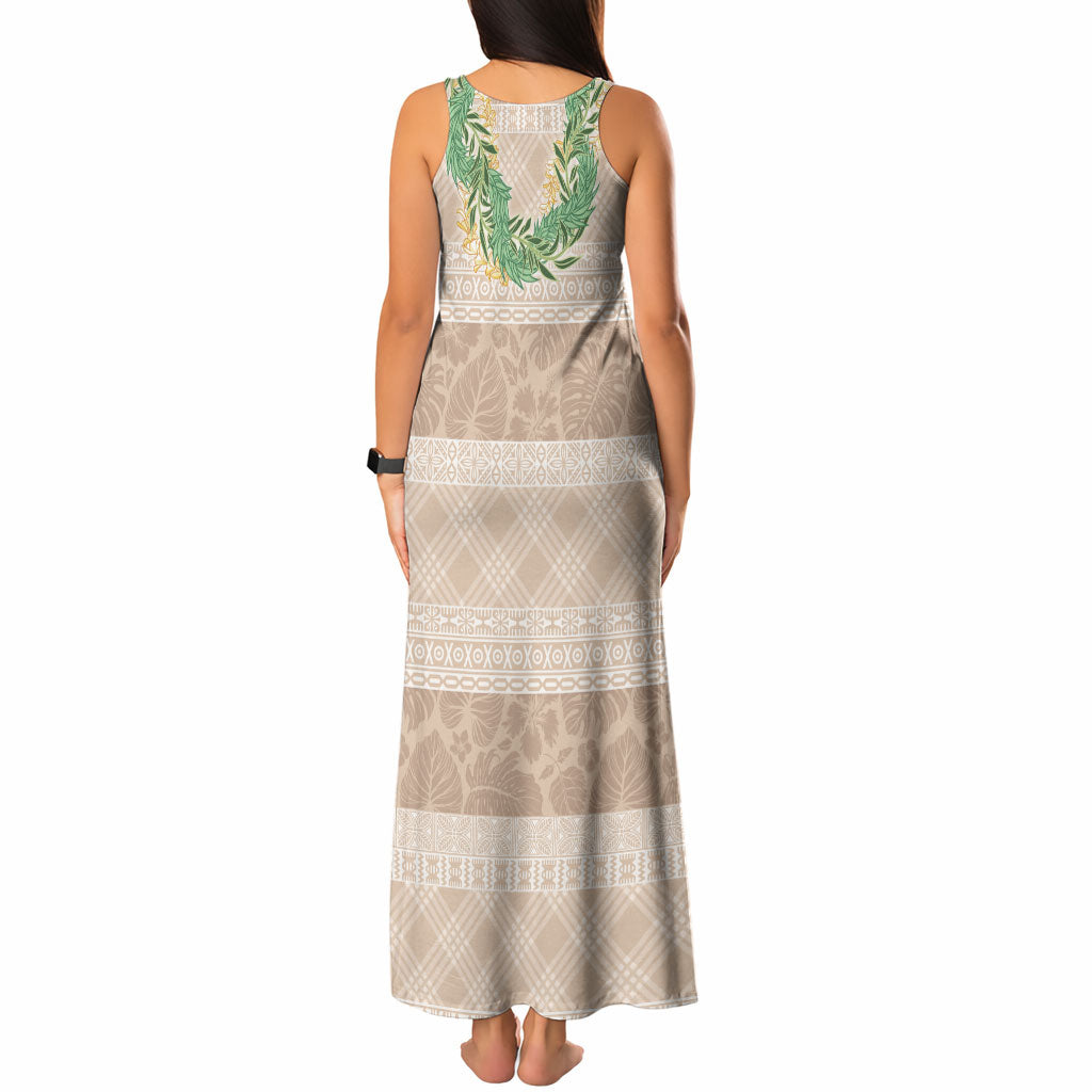 Hawai'i Paniolo Maile Twisted Lei Tank Maxi Dress Almond Brown