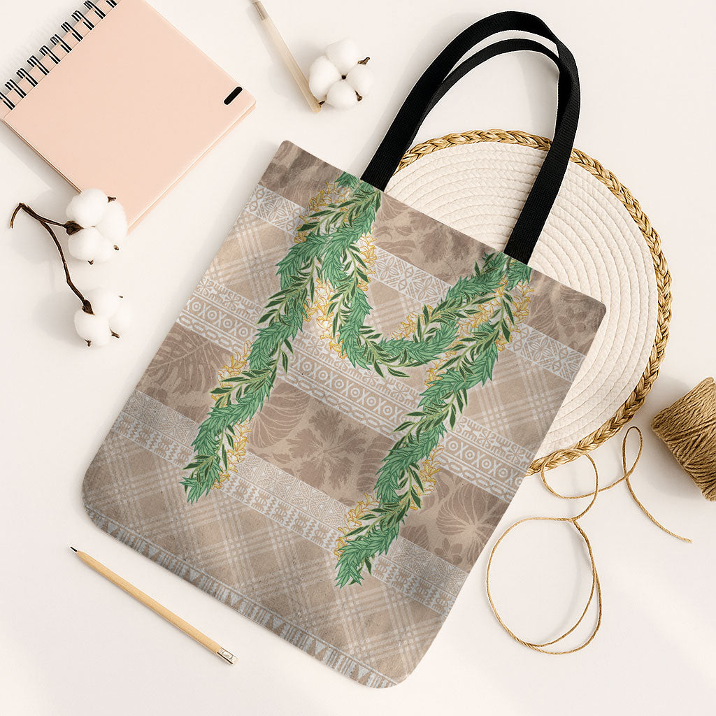 Hawai'i Paniolo Maile Twisted Lei Tote Bag Almond Brown LT7 Black Strap One Size Brown - Polynesian Pride