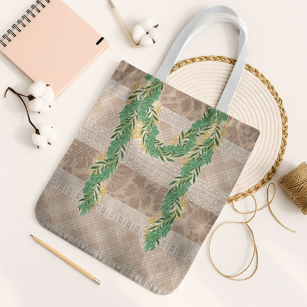 Hawai'i Paniolo Maile Twisted Lei Tote Bag Almond Brown LT7 White Strap One Size Brown - Polynesian Pride