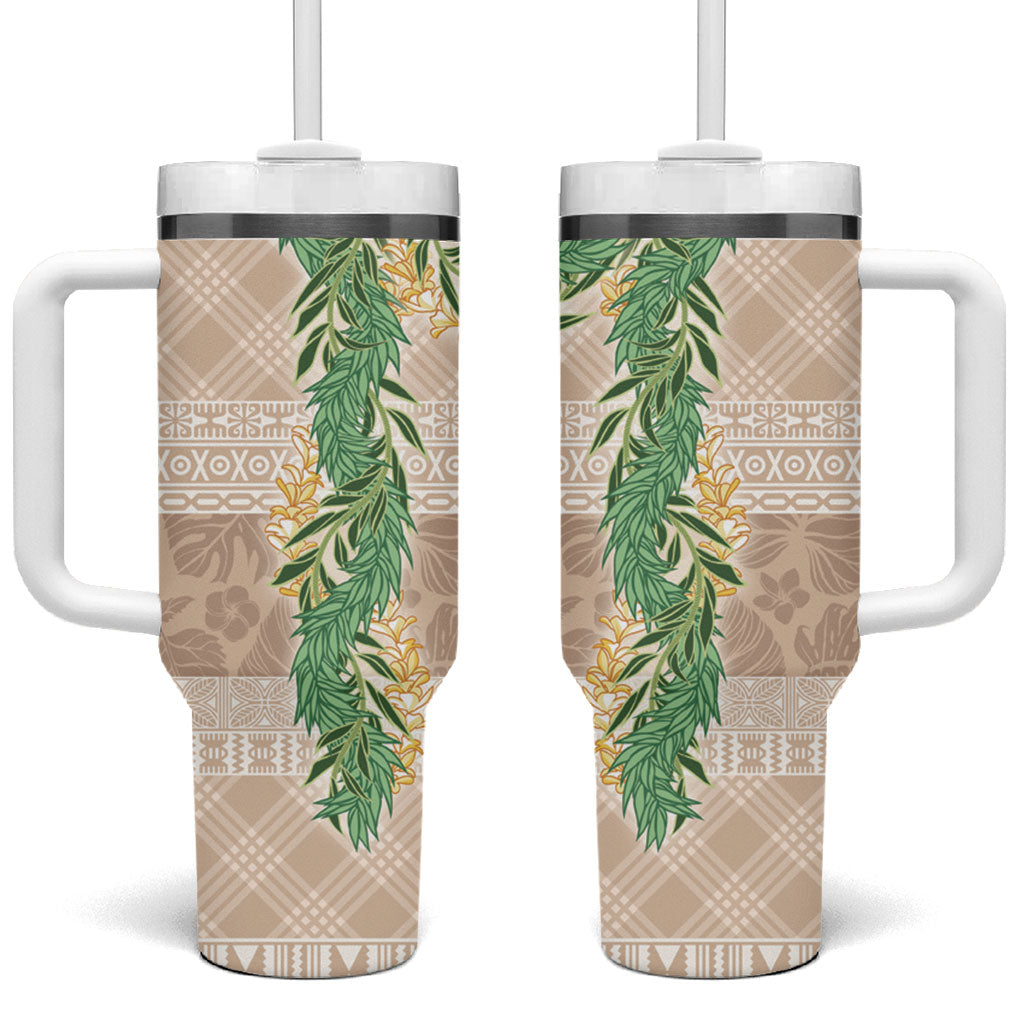 Hawai'i Paniolo Maile Twisted Lei Tumbler With Handle Almond Brown