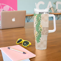 Hawai'i Paniolo Maile Twisted Lei Tumbler With Handle Almond Brown