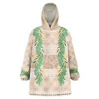 Hawai'i Paniolo Maile Twisted Lei Wearable Blanket Hoodie Almond Brown