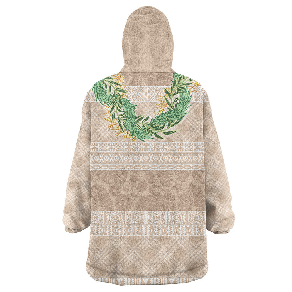 Hawai'i Paniolo Maile Twisted Lei Wearable Blanket Hoodie Almond Brown