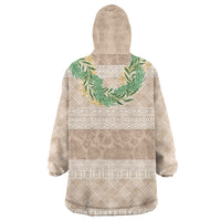 Hawai'i Paniolo Maile Twisted Lei Wearable Blanket Hoodie Almond Brown