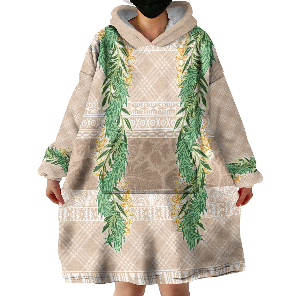Hawai'i Paniolo Maile Twisted Lei Wearable Blanket Hoodie Almond Brown