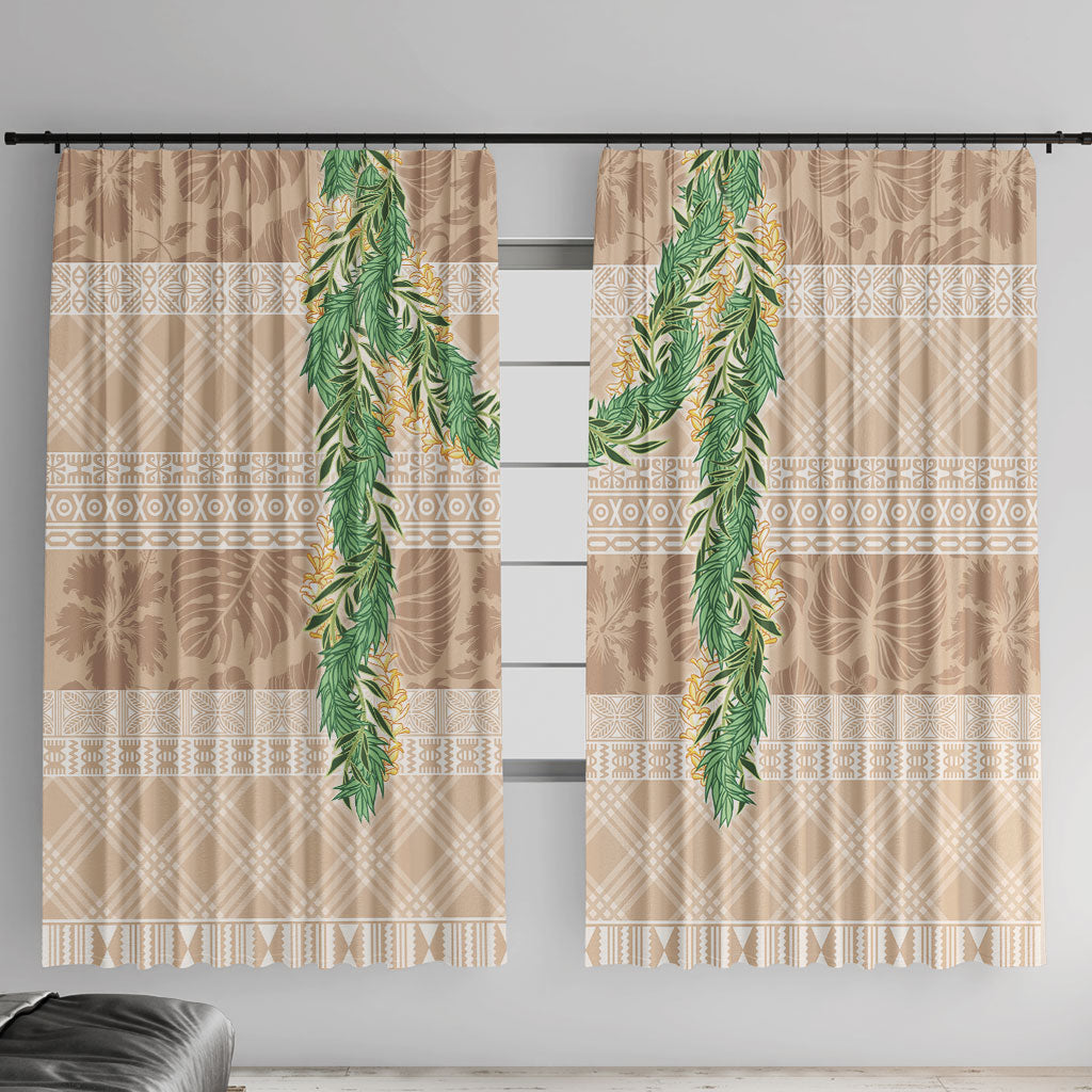 Hawai'i Paniolo Maile Twisted Lei Window Curtain Almond Brown