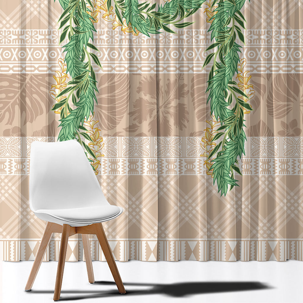 Hawai'i Paniolo Maile Twisted Lei Window Curtain Almond Brown