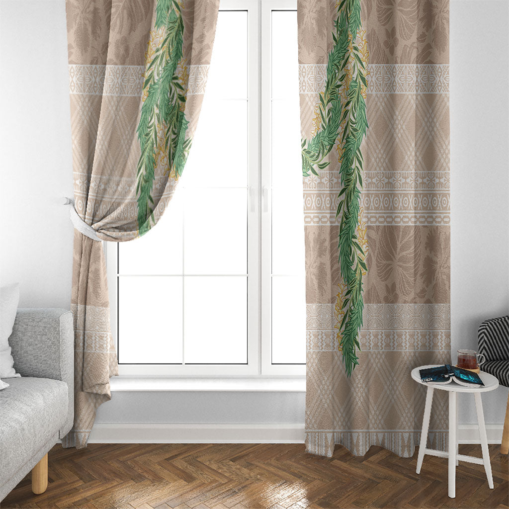 Hawai'i Paniolo Maile Twisted Lei Window Curtain Almond Brown