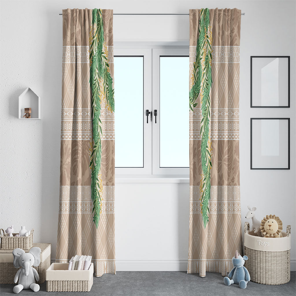 Hawai'i Paniolo Maile Twisted Lei Window Curtain Almond Brown