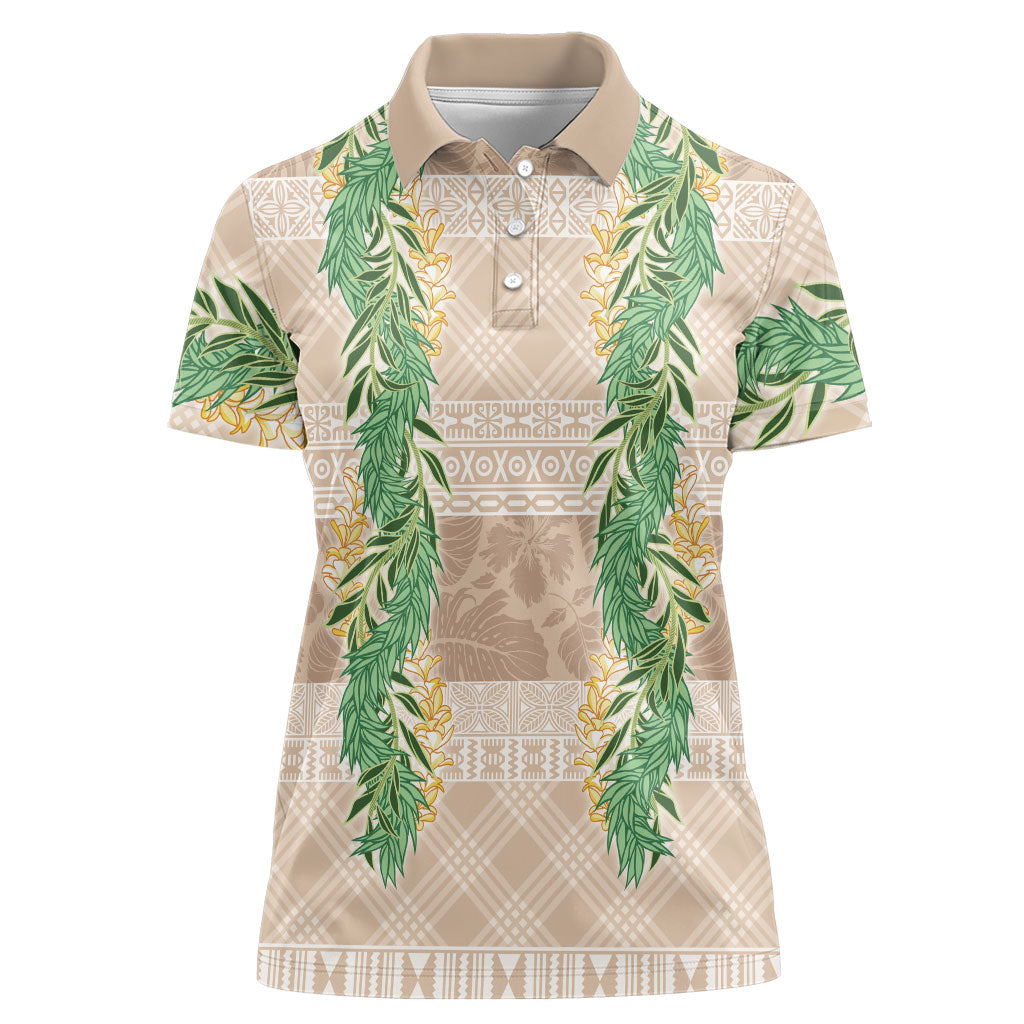 Hawai'i Paniolo Maile Twisted Lei Women Polo Shirt Almond Brown LT7 Female Brown - Polynesian Pride