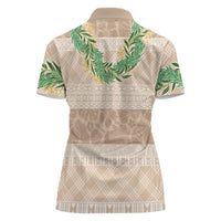Hawai'i Paniolo Maile Twisted Lei Women Polo Shirt Almond Brown