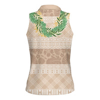 Hawai'i Paniolo Maile Twisted Lei Women Sleeveless Polo Shirt Almond Brown