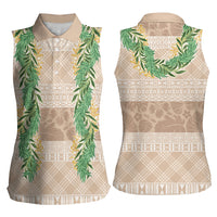 Hawai'i Paniolo Maile Twisted Lei Women Sleeveless Polo Shirt Almond Brown