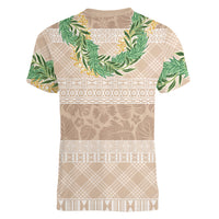 Hawai'i Paniolo Maile Twisted Lei Women V-Neck T-Shirt Almond Brown