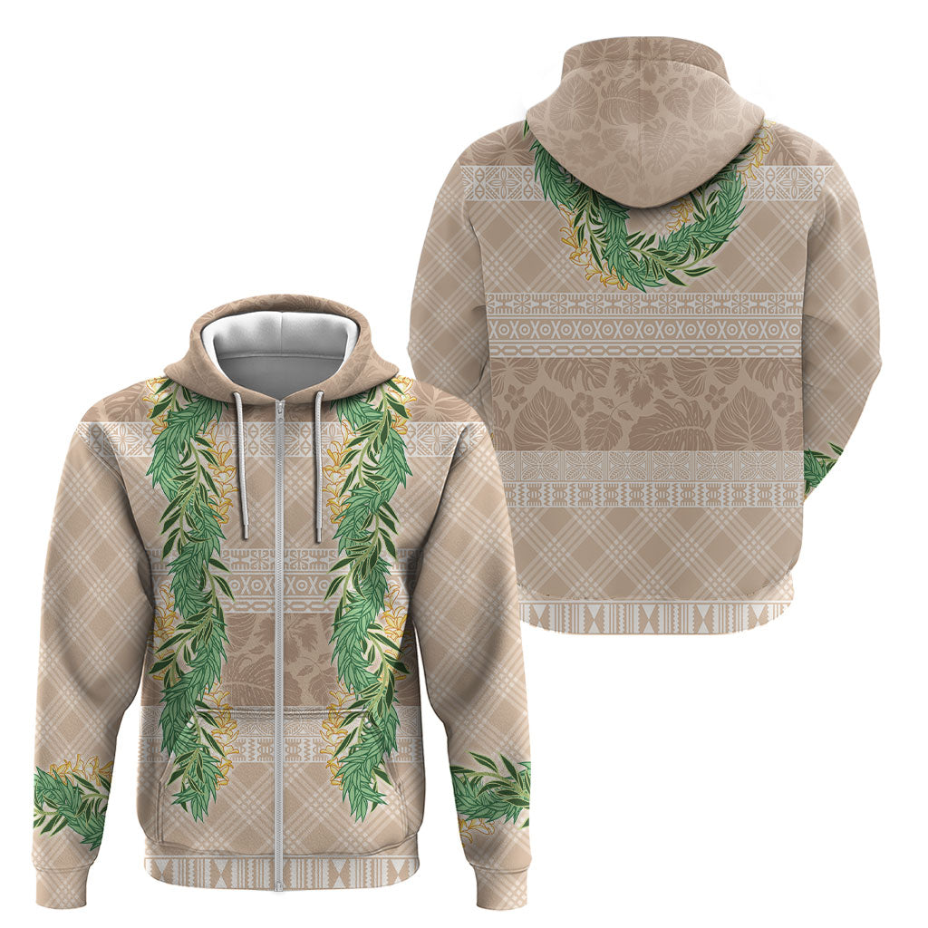 Hawai'i Paniolo Maile Twisted Lei Zip Hoodie Almond Brown