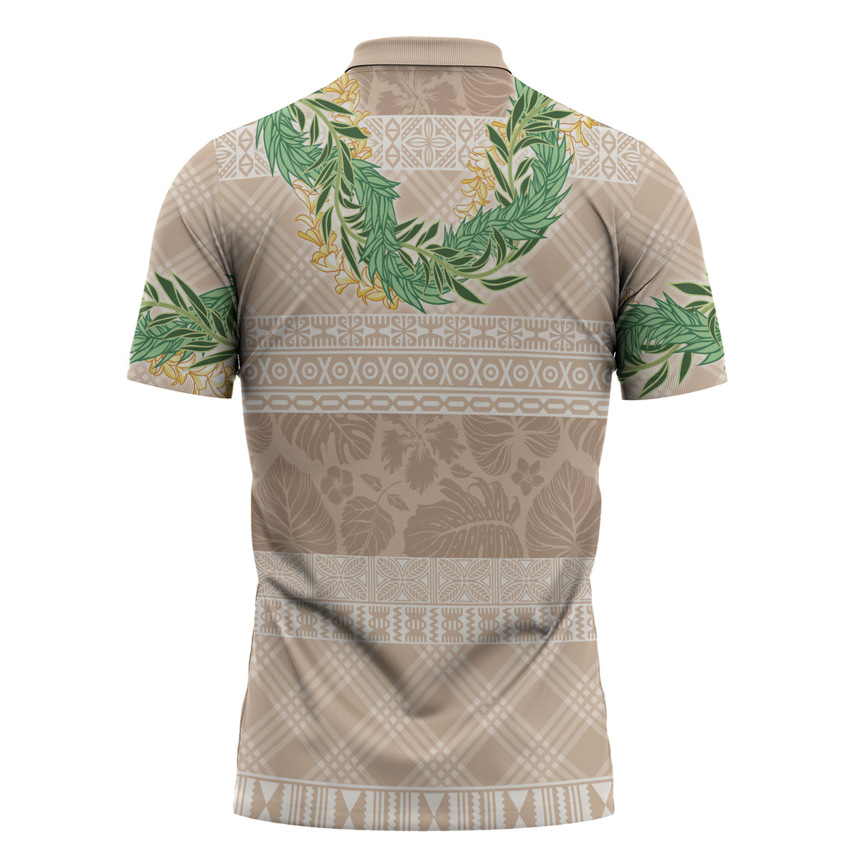 Hawai'i Paniolo Maile Twisted Lei Zipper Polo Shirt Almond Brown