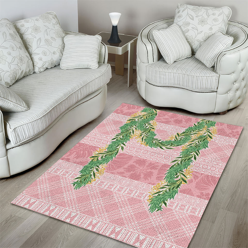 Hawai'i Paniolo Maile Twisted Lei Area Rug Dusty Rose