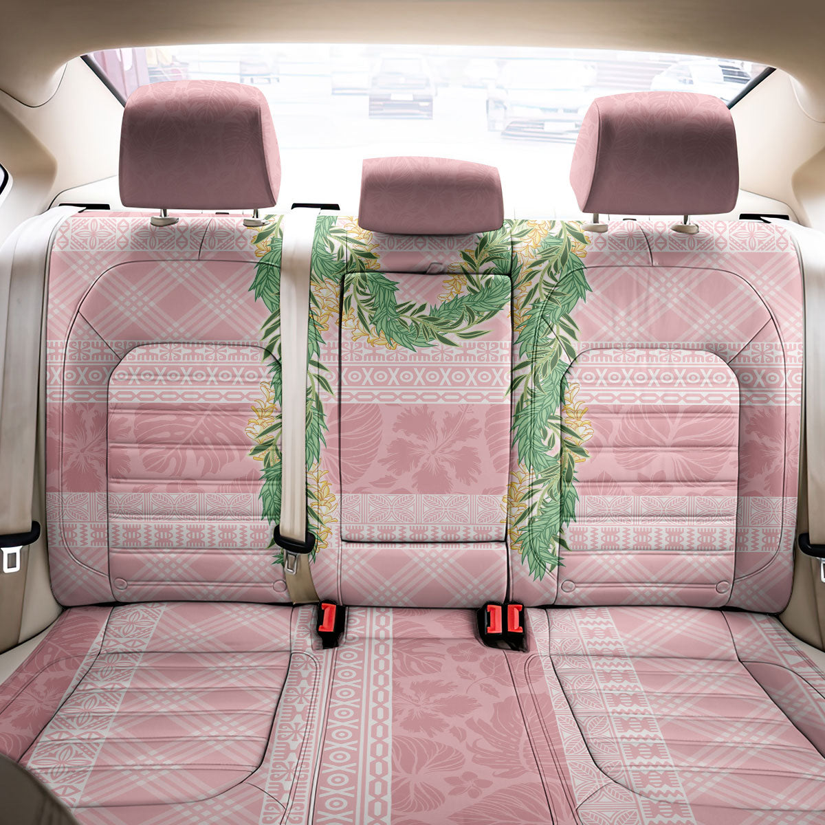 Hawai'i Paniolo Maile Twisted Lei Back Car Seat Cover Dusty Rose LT7 - Polynesian Pride