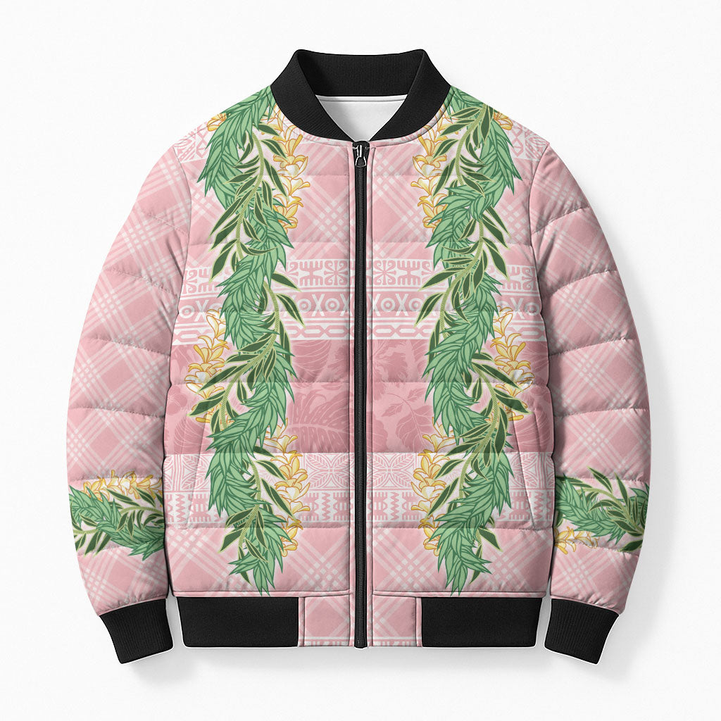Hawai'i Paniolo Maile Twisted Lei Bomber Puffer Jacket Dusty Rose
