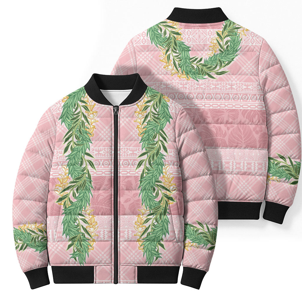 Hawai'i Paniolo Maile Twisted Lei Bomber Puffer Jacket Dusty Rose