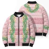 Hawai'i Paniolo Maile Twisted Lei Bomber Puffer Jacket Dusty Rose