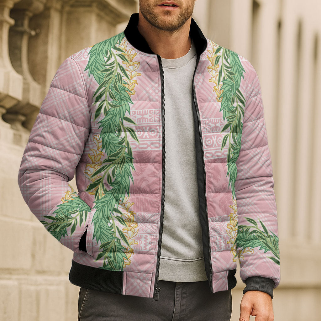 Hawai'i Paniolo Maile Twisted Lei Bomber Puffer Jacket Dusty Rose