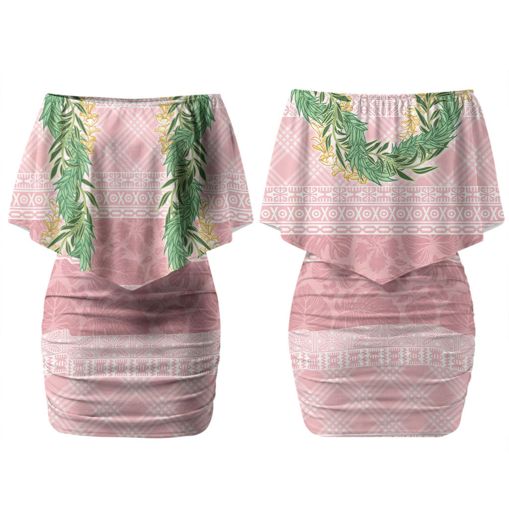 Hawai'i Paniolo Maile Twisted Lei Couples Matching Off Shoulder Short Dress and Long Sleeve Button Shirt Dusty Rose